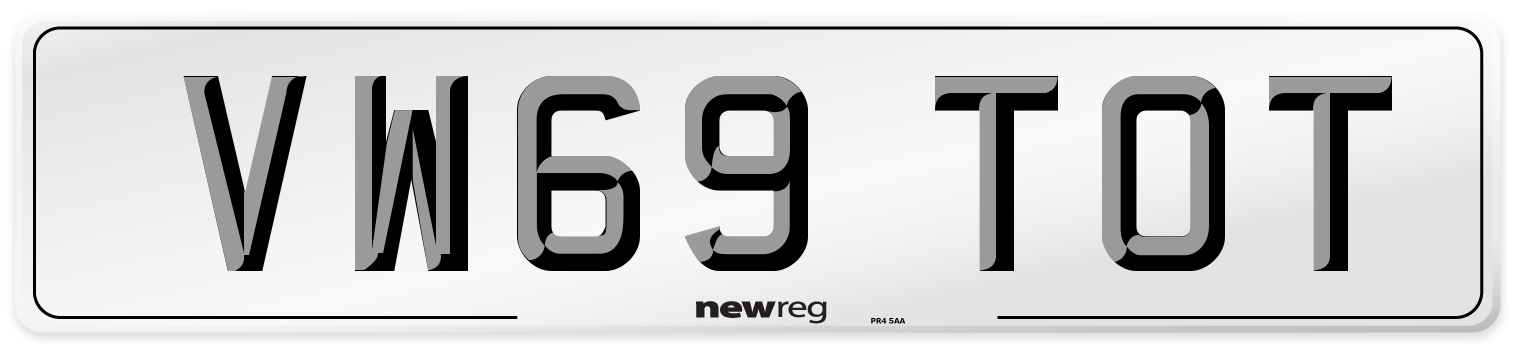 VW69 TOT Number Plate from New Reg